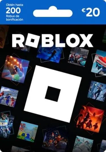 Blue Roblox gift card packaging showing a €20 printed value